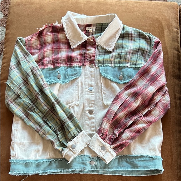 POL Tops - POL Frayed Patchwork Shacket